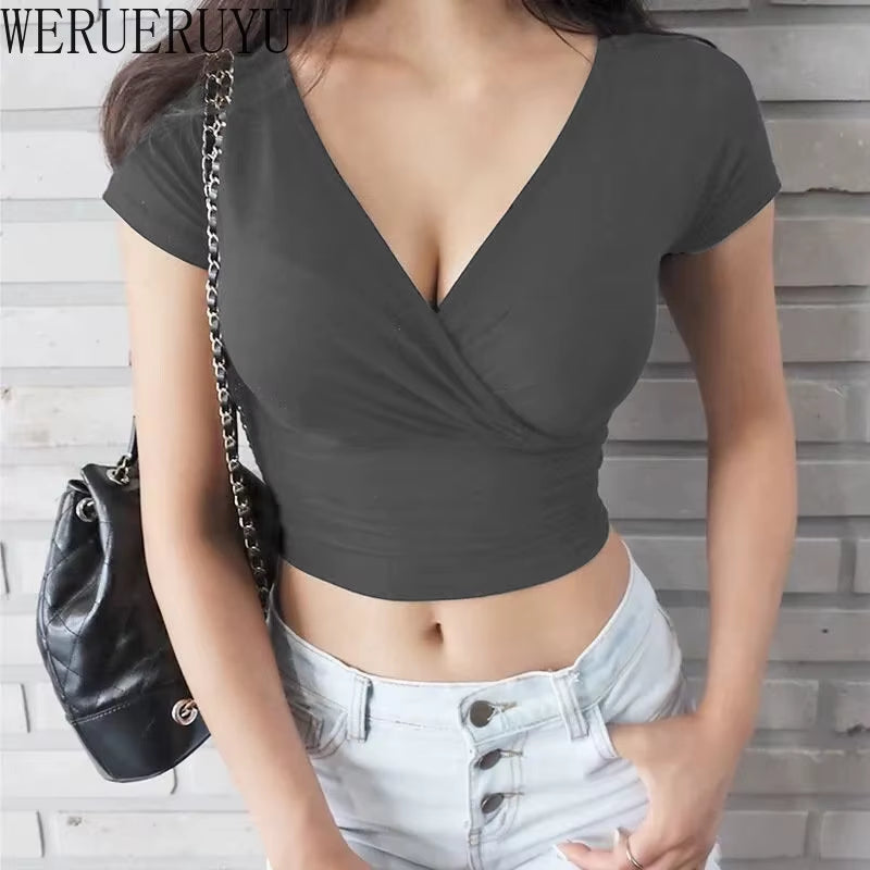 Summer V-Neck Crop Top for Women