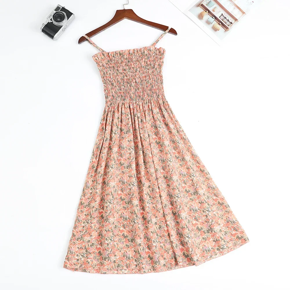 🌸 Breeze & Bloom – Summer Chiffon Spaghetti Strap Mini Dress