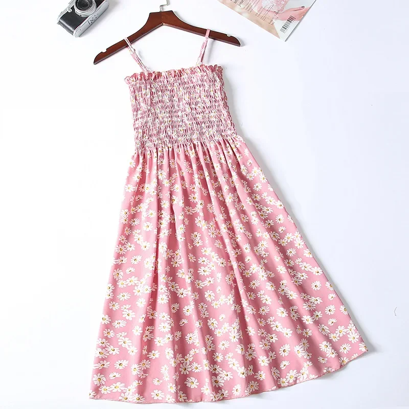🌸 Breeze & Bloom – Summer Chiffon Spaghetti Strap Mini Dress