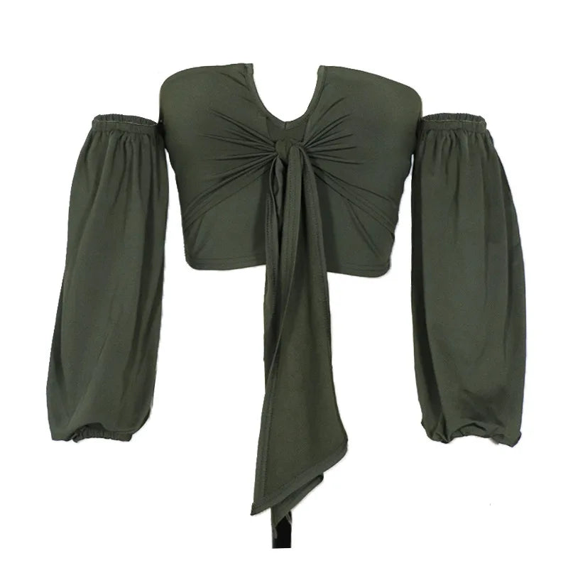 "Women's Off-Shoulder Long Sleeve Tops – Fashionable Casual Blouses & Sexy Crop Shirts"