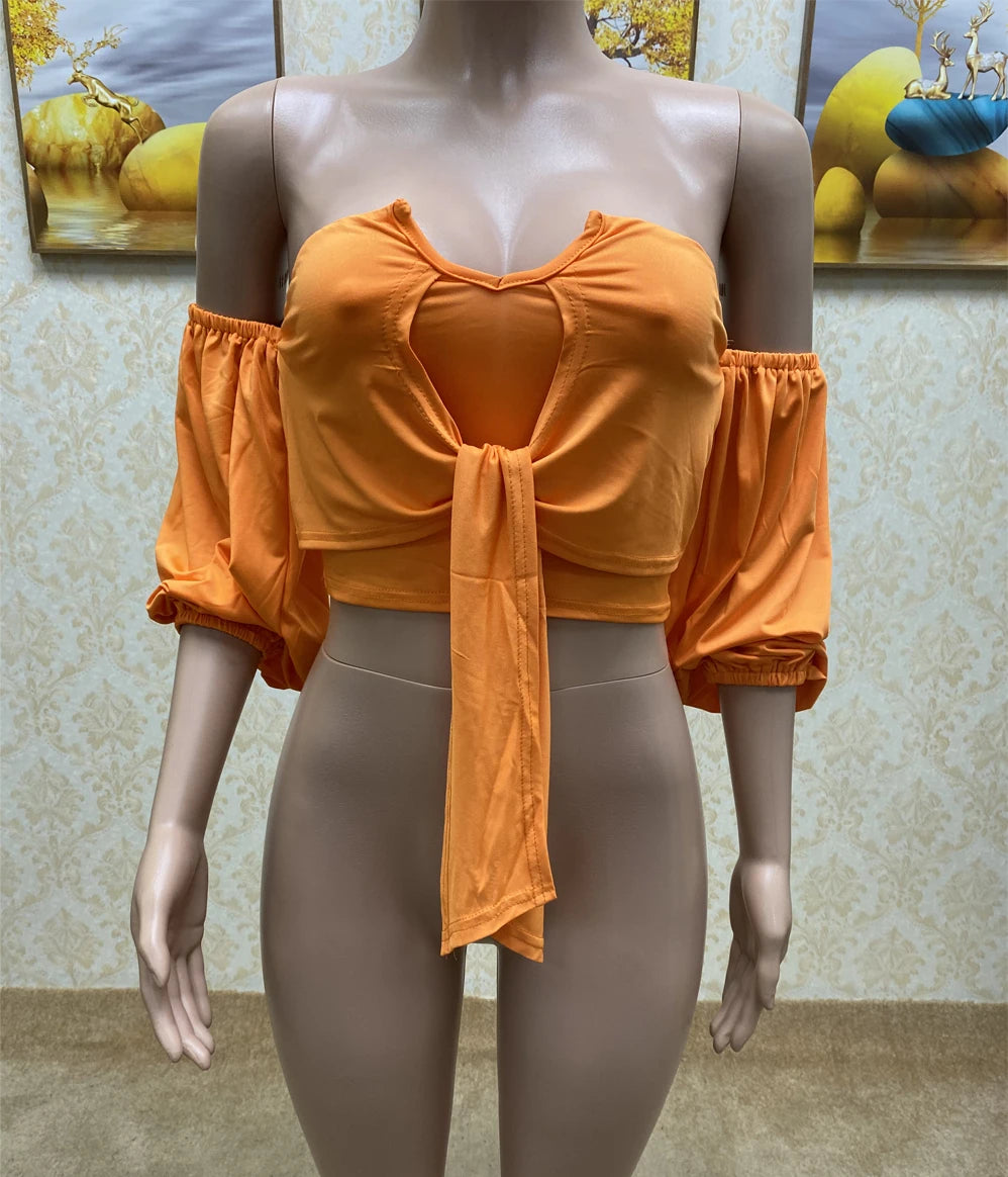 "Women's Off-Shoulder Long Sleeve Tops – Fashionable Casual Blouses & Sexy Crop Shirts"