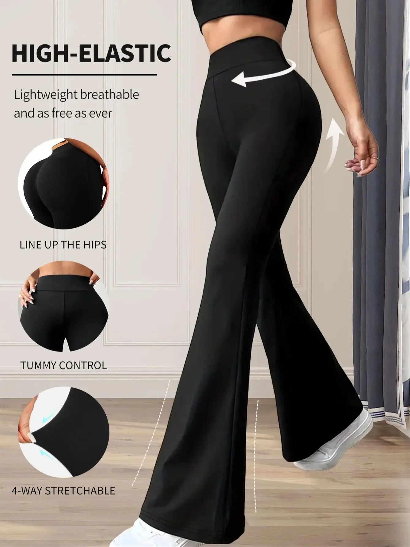 ✨ Sculpt & Sway – High-Waisted Slim Fit Flared Pants