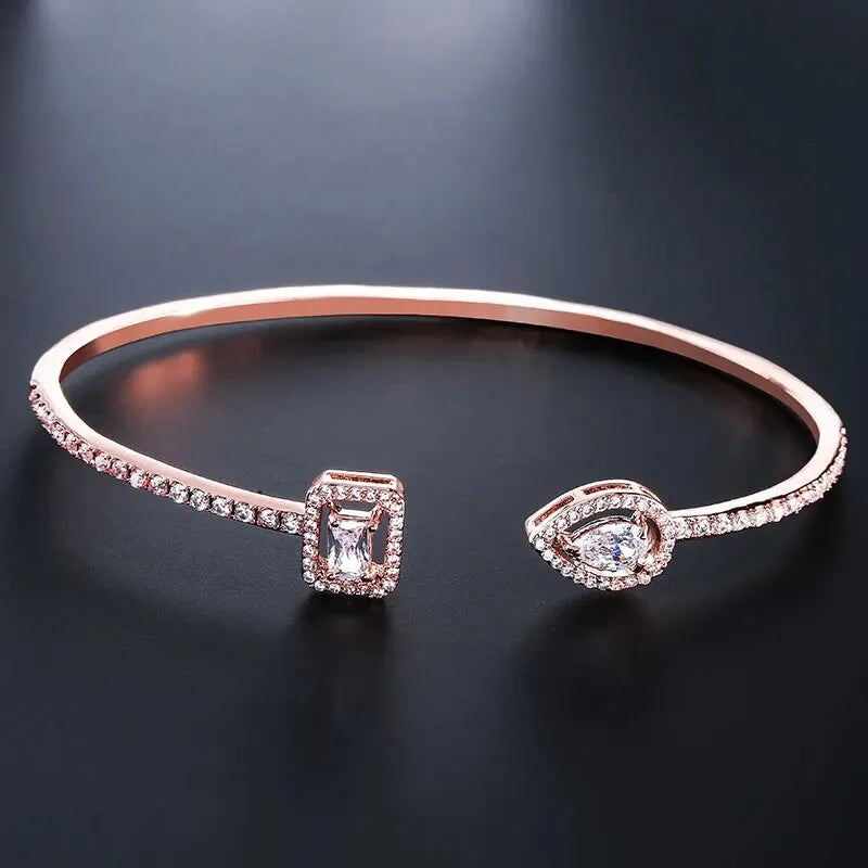 Luxury Geometry Gold Color Cuff Bangles