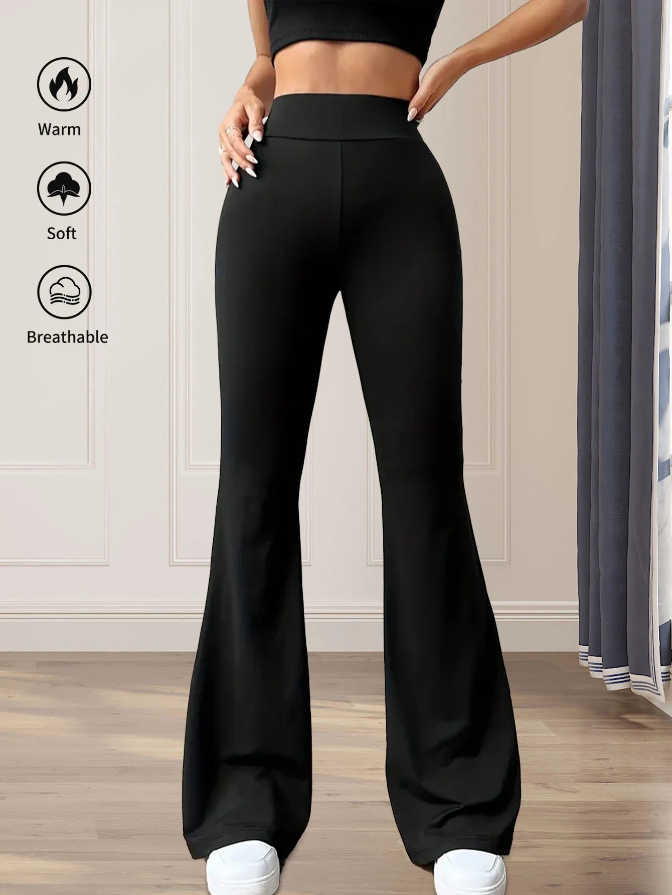 ✨ Sculpt & Sway – High-Waisted Slim Fit Flared Pants