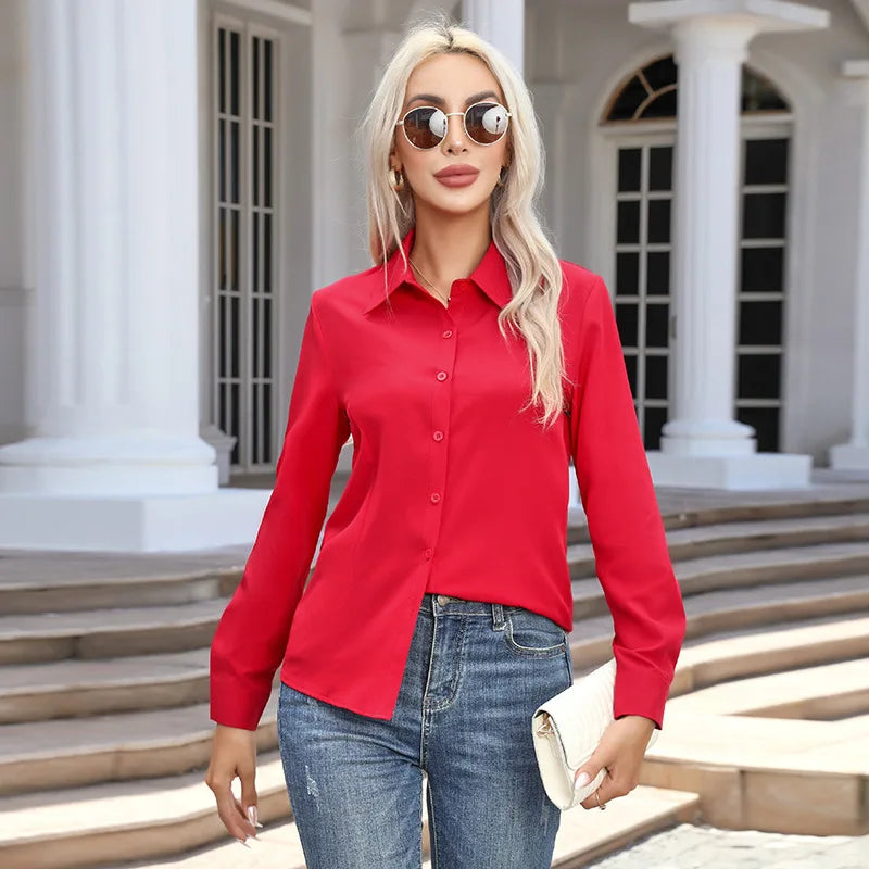 🌸 Everyday Luxe – Casual Turn-Down Collar Loose Shirt for Women
