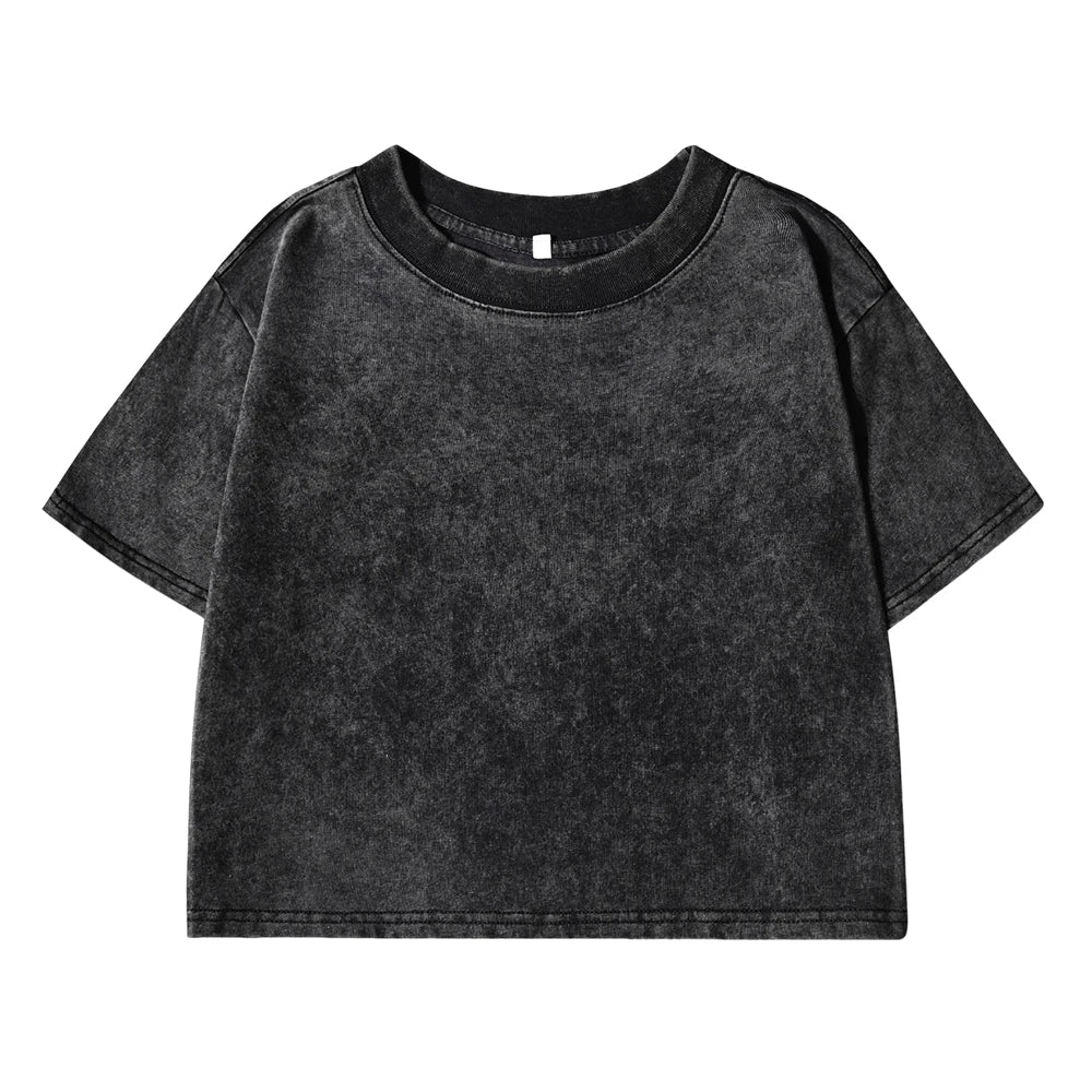 “Solid Washed Cotton Crop Tee – Soft, Slim & Retro-Cool”