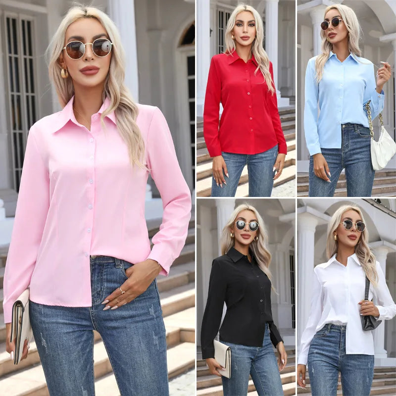 🌸 Everyday Luxe – Casual Turn-Down Collar Loose Shirt for Women