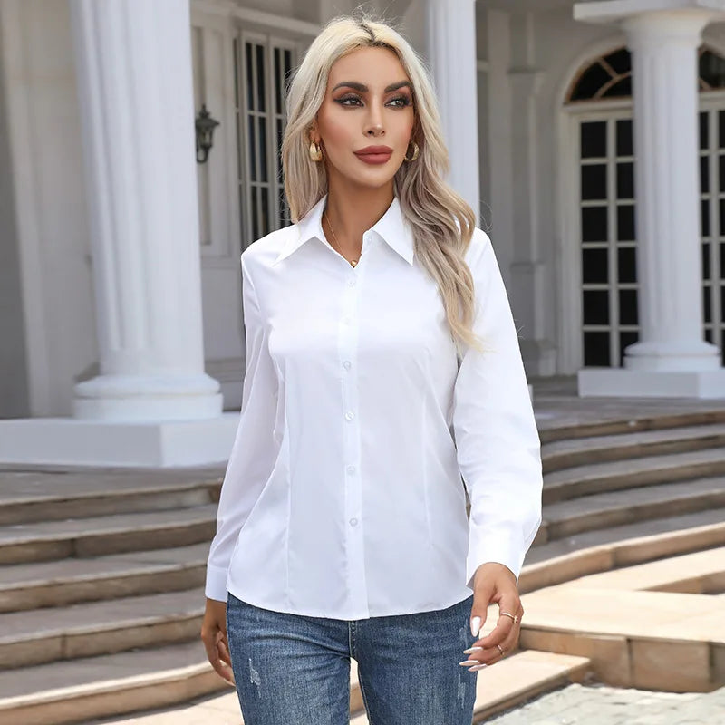 🌸 Everyday Luxe – Casual Turn-Down Collar Loose Shirt for Women