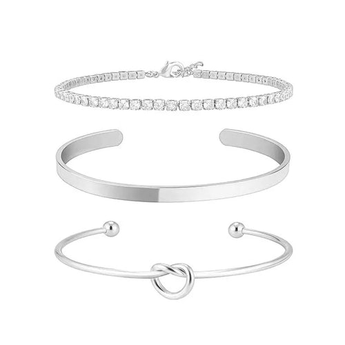 3Pcs Stainless Steel Gold Plated Bracelets