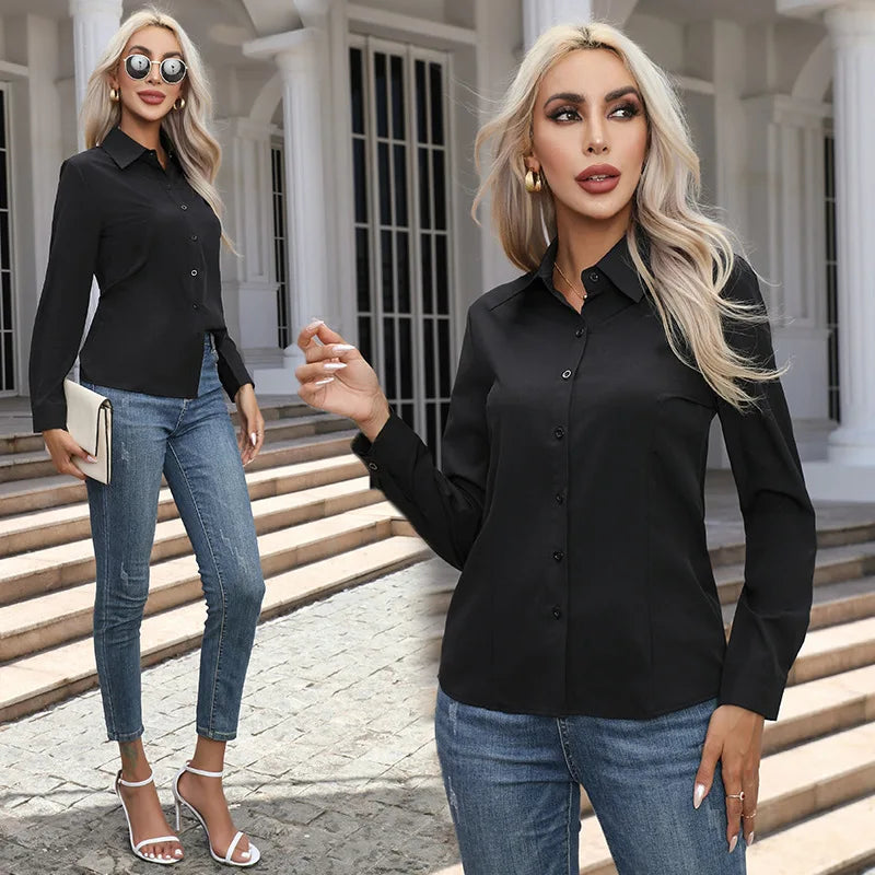 🌸 Everyday Luxe – Casual Turn-Down Collar Loose Shirt for Women
