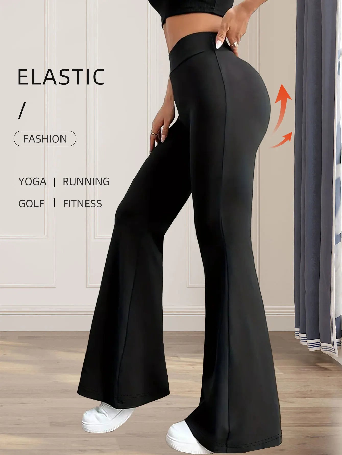 ✨ Sculpt & Sway – High-Waisted Slim Fit Flared Pants