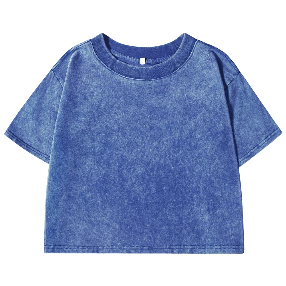 “Solid Washed Cotton Crop Tee – Soft, Slim & Retro-Cool”