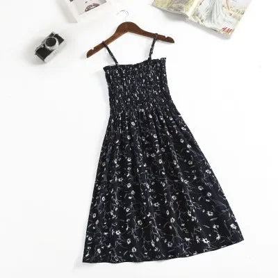 🌸 Breeze & Bloom – Summer Chiffon Spaghetti Strap Mini Dress