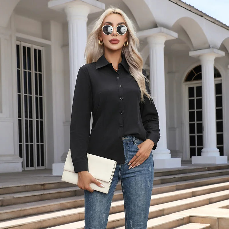 🌸 Everyday Luxe – Casual Turn-Down Collar Loose Shirt for Women